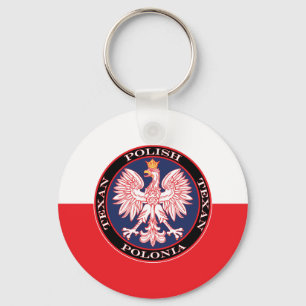 Polonia Round Polish Texan Keychain