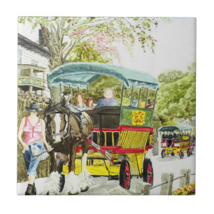 'Polperro Horse Bus' Tile