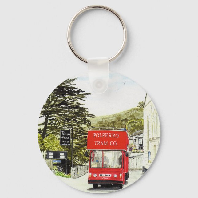 'Polperro Tram' Keychain (Front)