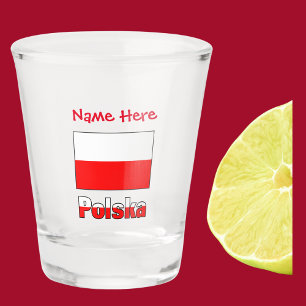 Polska and Polish Flag Red Personalization  Shot Glass