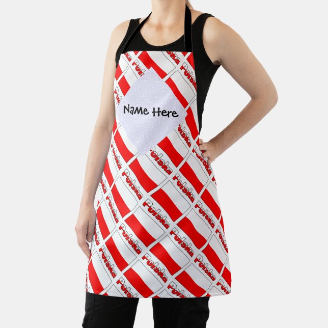Polska and Polish Flag Tiled Personalized  Apron (Insitu)