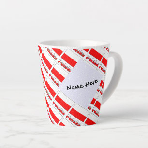 Polska and Polish Flag Tiled Personalized Latte Mug
