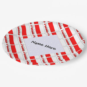 Polska and Polish Flag Tiled Personalized  Paper Plate