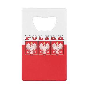 Polska Eagle Flag Shields Credit Card Bottle Opener