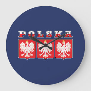 Polska Eagle Flag Shields Large Clock