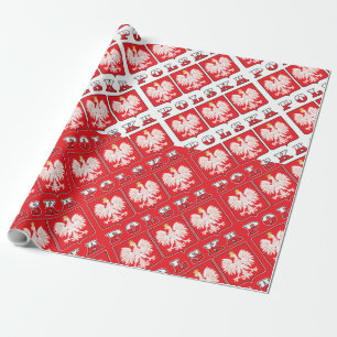 Polska Eagle Flag Shields Wrapping Paper