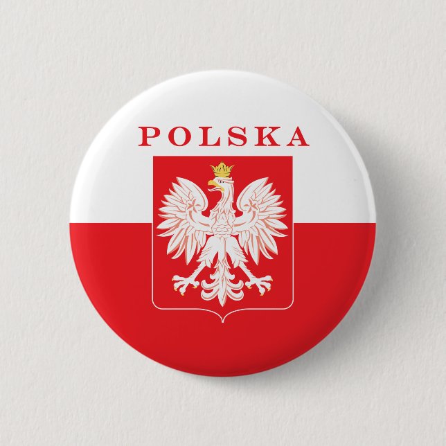 Polska Eagle Red Shield 2 Inch Round Button (Front)