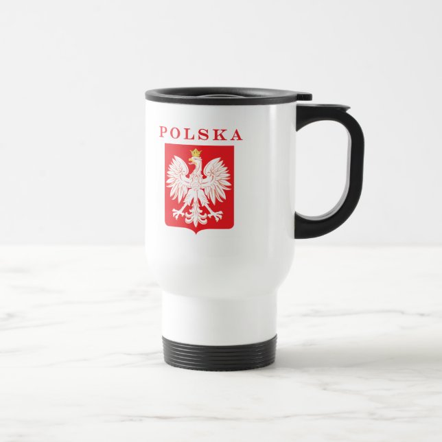 Polska Eagle Red Shield Travel Mug (Right)