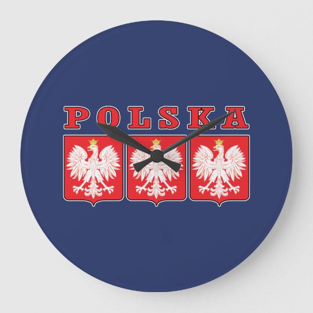 Polska Eagle Shields Large Clock (Front)