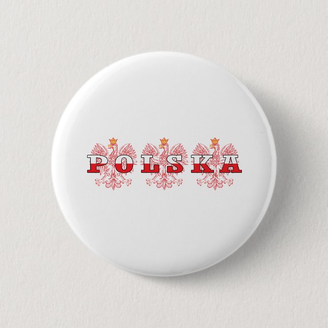 Polska Flag Red Eagles 2 Inch Round Button (Front)