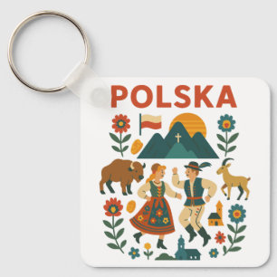 Polska Folk Mountain Flat Art Keychain