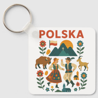 Polska Folk Mountain Flat Art Keychain