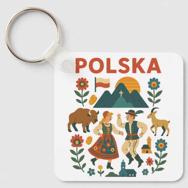 Polska Folk Mountain Flat Art Keychain (Front)