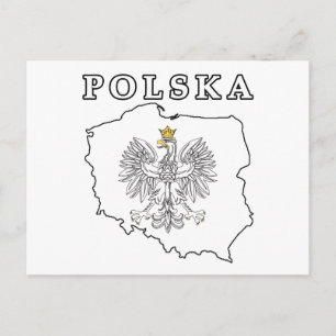Polska Map With Eagle Postcard