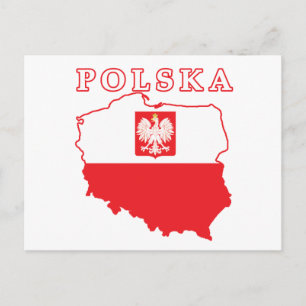 Polska Map With Eagle Postcard