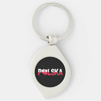 Polska Poland Flag Map Lettering Keychain