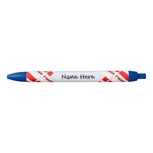Polska Polish Flag Tiled Black Personalization  Ink Pen (Front)