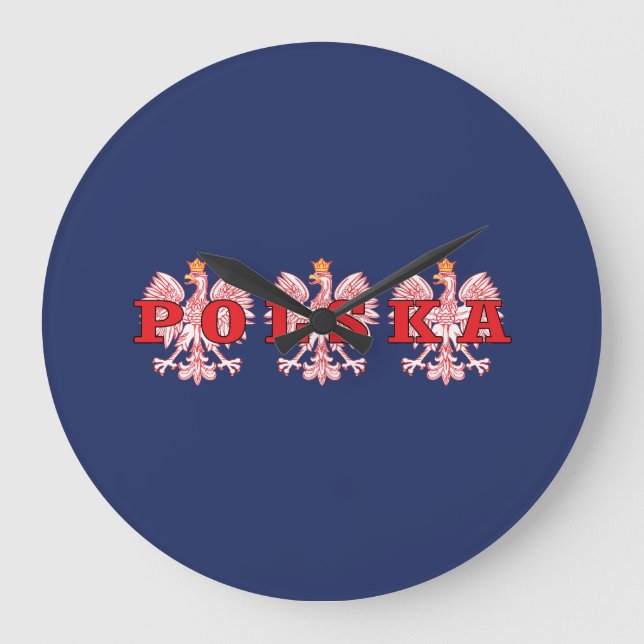 Polska Red Eagles Large Clock (Front)