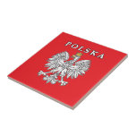 Polska With Polish Eagle Ceramic Tile<br><div class="desc">Polska With Polish Eagle Ceramic Tile. This design features the Polish white eagle, the coat of arms of Poland with the word Polska above it. Great gift for that special Polish patriot.</div>