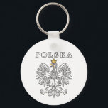 Polska With Polish Eagle Keychain<br><div class="desc">This design features the Polski white eagle,  the coat of arms of Poland with the word Polska above it. Great gift for that special Polish patriot.</div>