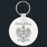 Polska With Polish Eagle Keychain<br><div class="desc">This design features the Polski white eagle,  the coat of arms of Poland with the word Polska above it. Great gift for that special Polish patriot.</div>