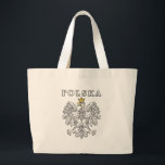 Polska With Polish Eagle Large Tote Bag<br><div class="desc">This design features the Polski white eagle, the coat of arms of Poland with the word Polska above it. Great gift for that special Polish patriot.</div>