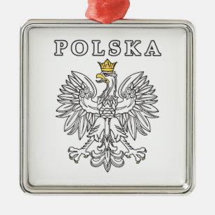 Polska With Polish Eagle Metal Ornament