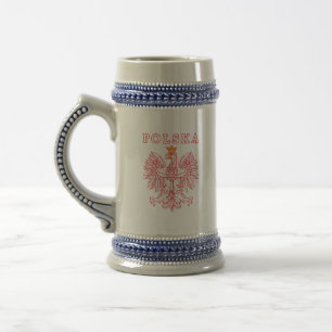 Polska With Red Polish Eagle Beer Stein