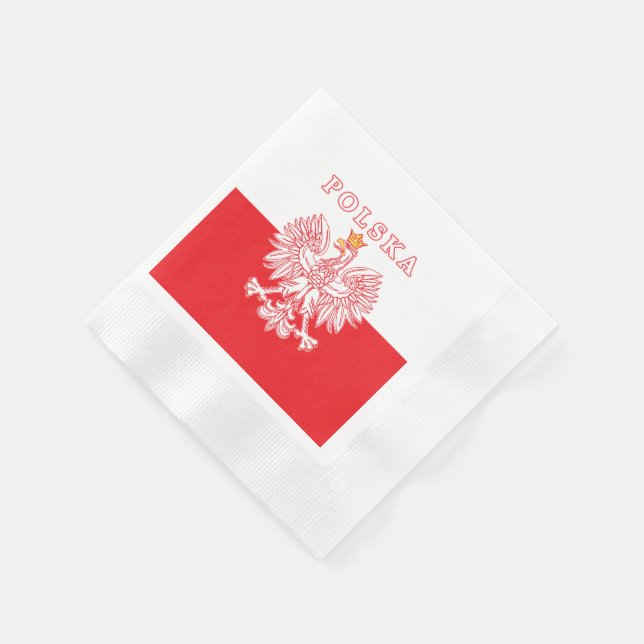 Polska With Red Polish Eagle Napkin (Corner)