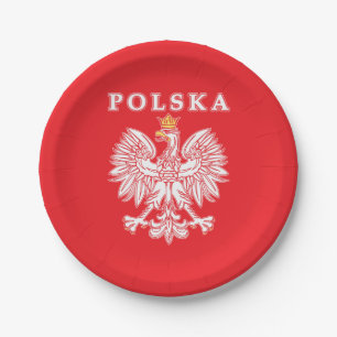 Polska With Red Polish Eagle Paper Plate