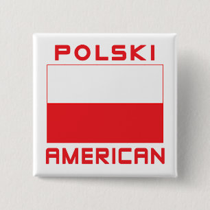 Polski American Flag 2 Inch Square Button