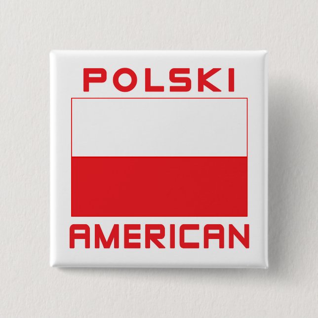 Polski American Flag 2 Inch Square Button (Front)