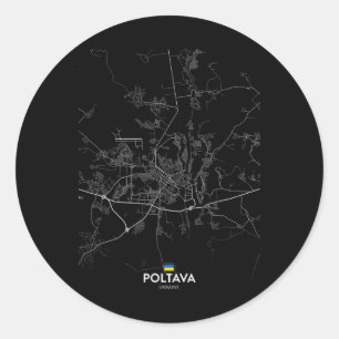 Poltava Ukraine City Map Travel Souvenir Hometown  Classic Round Sticker