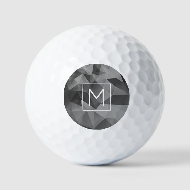 Poly Geometric Grey Monogram INITIAL Sports Cool Golf Balls (Front)
