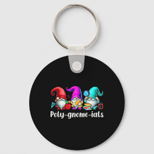Poly-gnome-ials Three Gnomes Funny Teacher Mathema Keychain