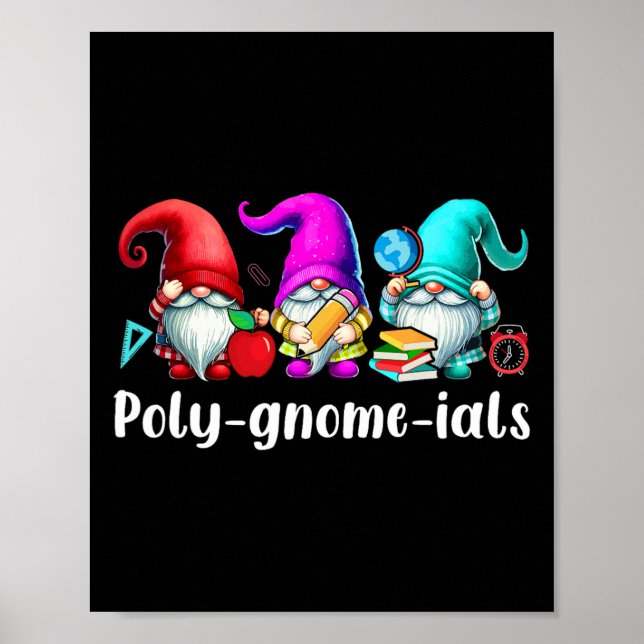 Poly-gnome-ials Three Gnomes Funny Teacher Mathema Poster (Front)