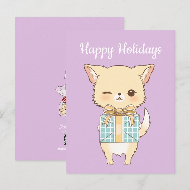 Poly-Pom Happy Holidays Winking Golden Pom Postcard (Front/Back)