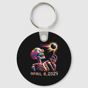 Poly Total Eclipse April 8th 2024 Skeleton Keychain