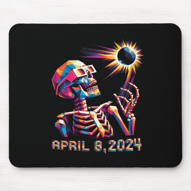 Poly Total Eclipse April 8th 2024 Skeleton  Mouse Pad (Front)