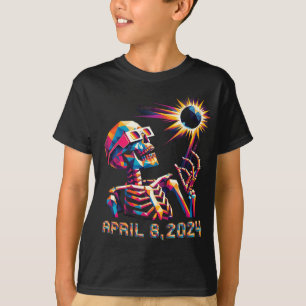 Poly Total Eclipse April 8th 2024 Skeleton  T-Shirt