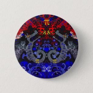 Polyamory Dragon Damask in Poly Pride Flag Colors 2 Inch Round Button