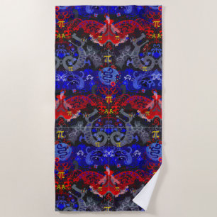 Polyamory Dragon Damask in Poly Pride Flag Colours Beach Towel