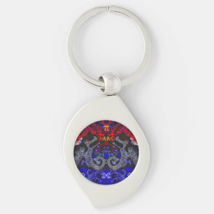 Polyamory Dragon Damask in Poly Pride Flag Colours Keychain