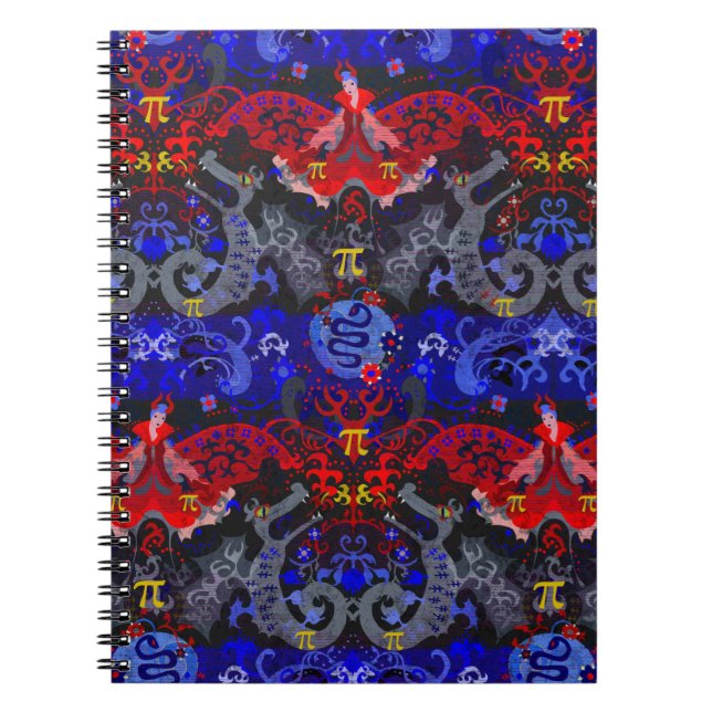 Polyamory Dragon Damask in Poly Pride Flag Colours Notebook (Front)