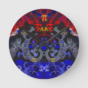 Polyamory Dragon Damask in Poly Pride Flag Colours Round Clock