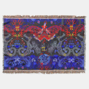 Polyamory Dragon Damask in Poly Pride Flag Colours Throw Blanket