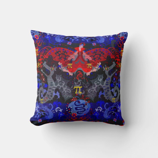 Polyamory Dragon Damask in Poly Pride Flag Colours Throw Pillow (Front)