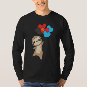 Polyamory Flag Pride Lgbtq Balloon Heart Sloth T-Shirt