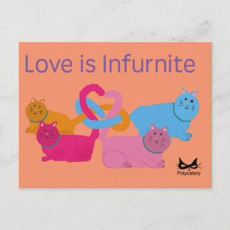 Polyamory Heart Cats Postcard