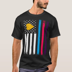 Polyamory New Pride USA Flag  Polyamorous Throuple T-Shirt